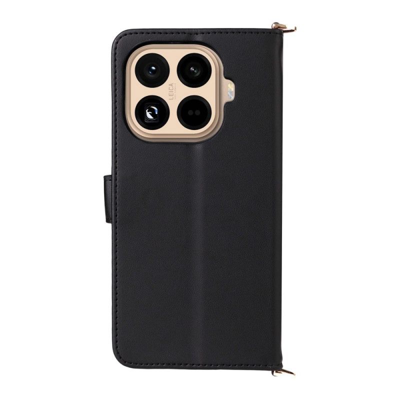 Etui Folio Do Xiaomi 15t Pro Pikowany Z Paskiem I Paskiem Na Nadgarstek