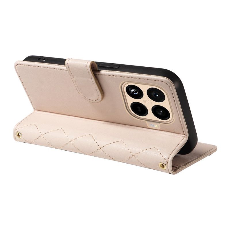 Etui Folio Xiaomi 15t Pro Pikowany Z Paskiem I Paskiem Na Ramię