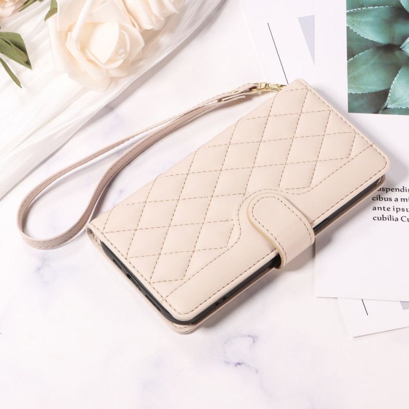 Etui Folio Xiaomi 15t Pro Pikowany Z Paskiem I Paskiem Na Ramię