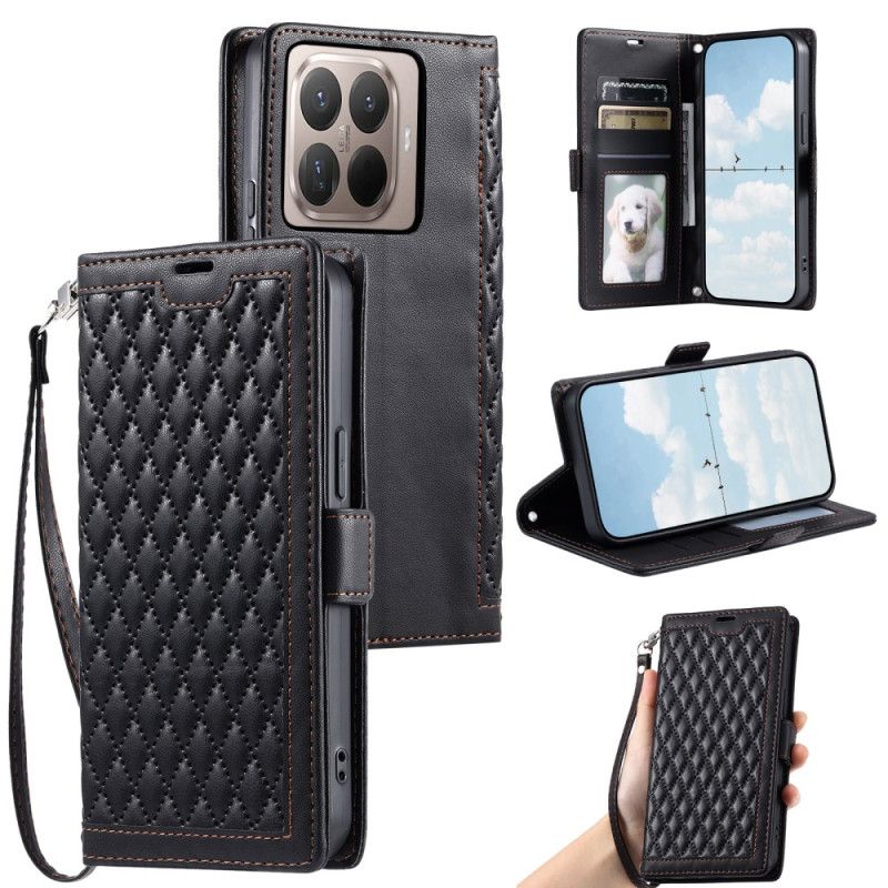 Etui Folio Xiaomi 15t Pro Pikowany Z Paskiem Etui Ochronne