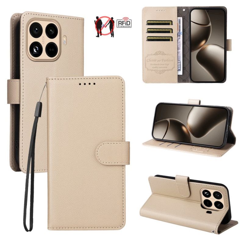 Etui Folio Xiaomi 15t Pro Portfel Z Efektem Skóry Rfid Etui Ochronne