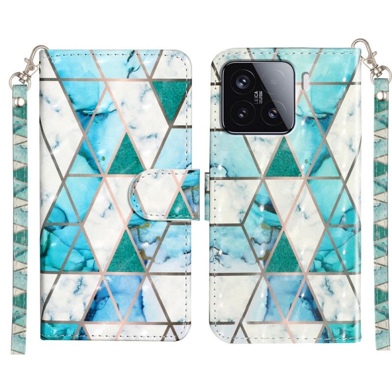 Etui Folio Xiaomi 15t Pro Zielony Marmur Z Paskiem Etui Ochronne