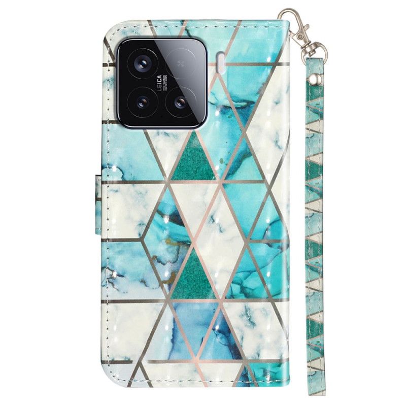 Etui Folio Xiaomi 15t Pro Zielony Marmur Z Paskiem Etui Ochronne