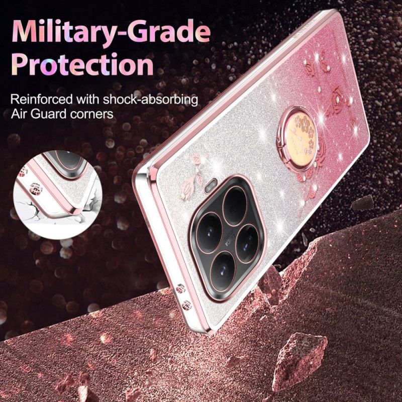 Etui Xiaomi 15t Pro Uchwyt Na Pierścionek Z Kryształkami Kadem