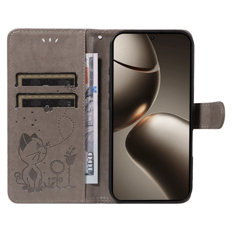 Skórzany Futerał Xiaomi 15t Pro Etui Na Telefon Kot I Pszczoła