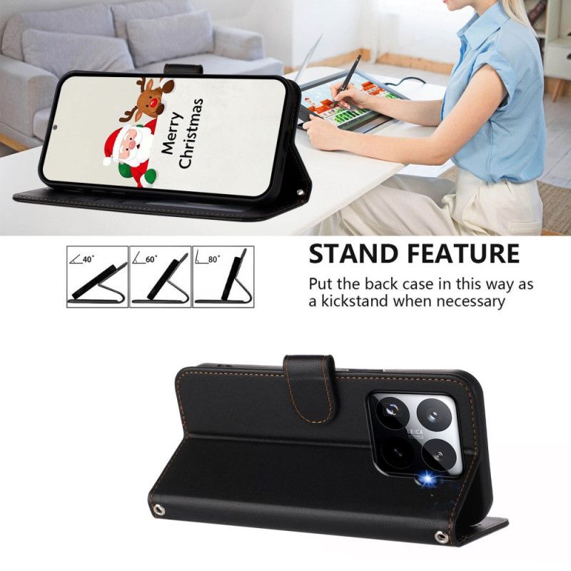 Skórzany Futerał Xiaomi 15t Pro Etui Na Telefon Magsafe Efekt Skóry Z Paskiem