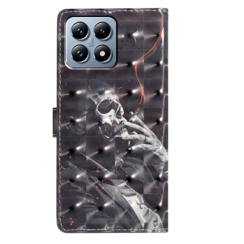 Skórzany Futerał Xiaomi 15t Pro Etui Na Telefon Palący Szkielet