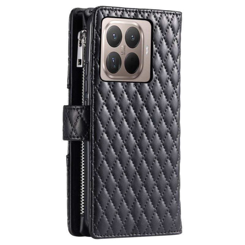 Skórzany Futerał Xiaomi 15t Pro Etui Na Telefon Pikowany Z Kieszenią Na Zamek