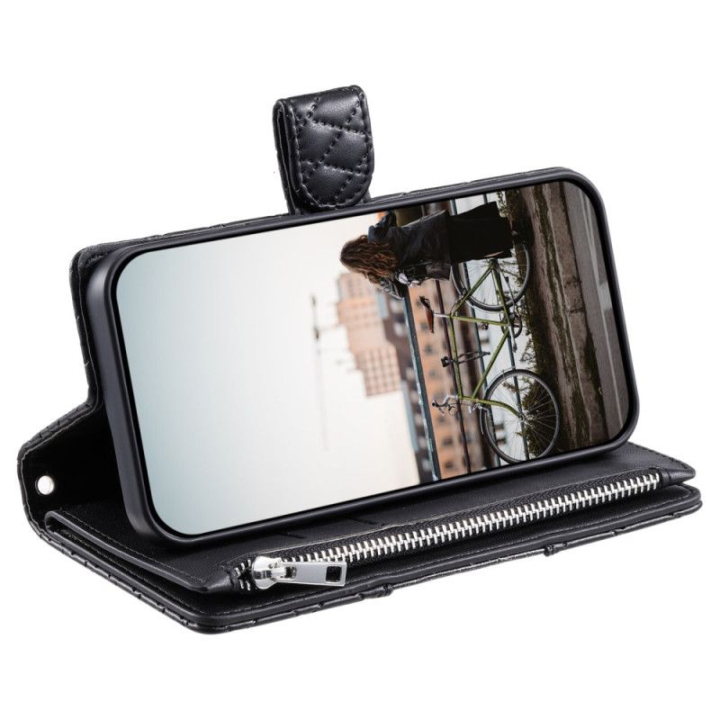 Skórzany Futerał Xiaomi 15t Pro Etui Na Telefon Pikowany Z Kieszenią Na Zamek