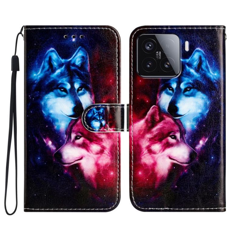 Skórzany Futerał Xiaomi 15t Pro Etui Na Telefon Z Dwoma Wilkami