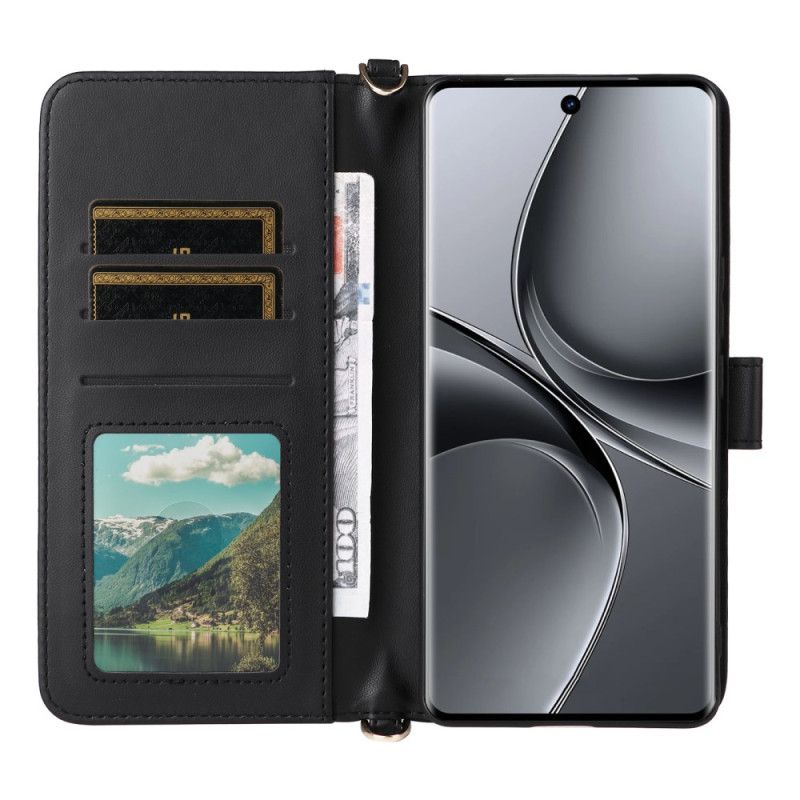 Etui Folio Do Vivo V40 5g Pikowane Z Paskiem I Paskiem Na Ramię