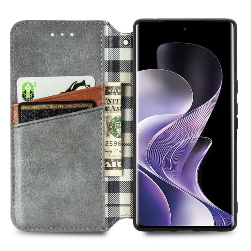 Flip Kotelot Do Vivo V40 5g Wzór Diamentowy Efekt Zamszu