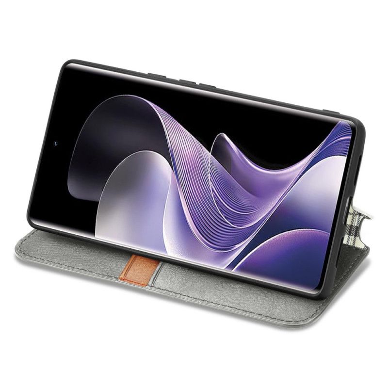 Flip Kotelot Do Vivo V40 5g Wzór Diamentowy Efekt Zamszu