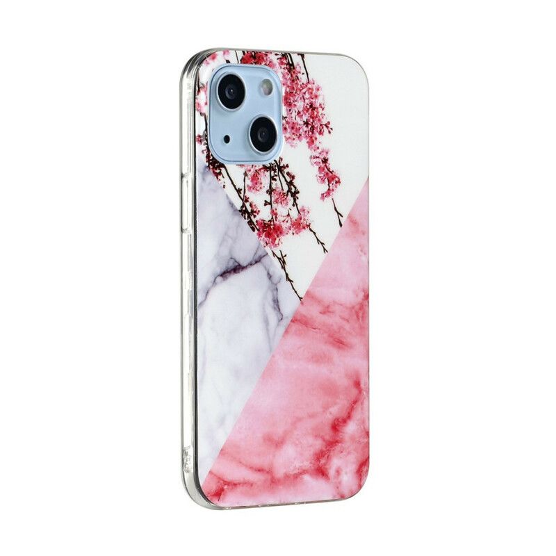 Etui Iphone 13 Marmurkowe Kwiaty Śliwki