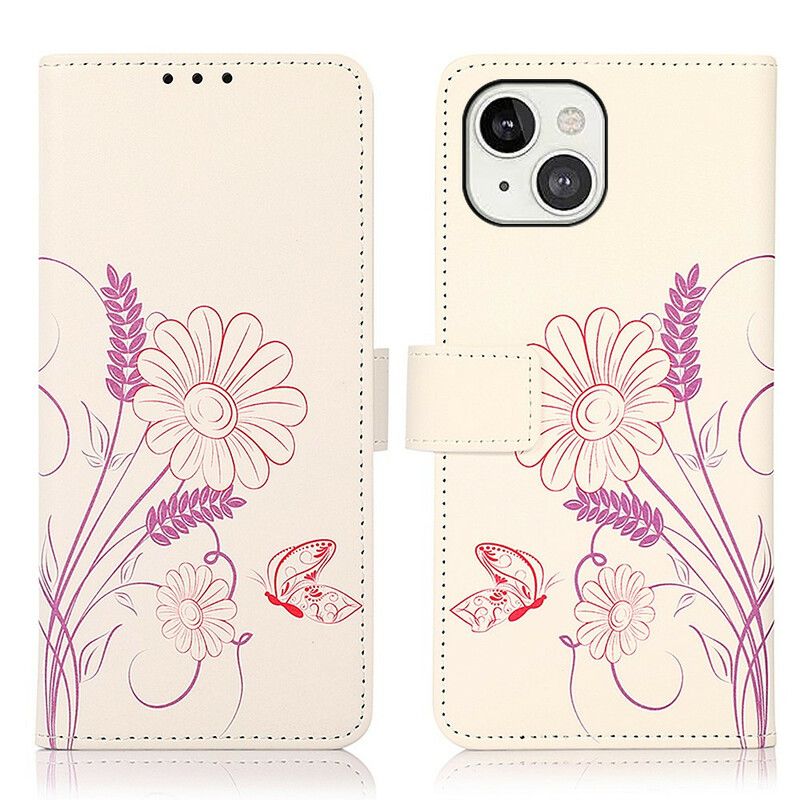 Obudowa Iphone 13 Etui Na Telefon Rysowanie Motyli I Kwiatów
