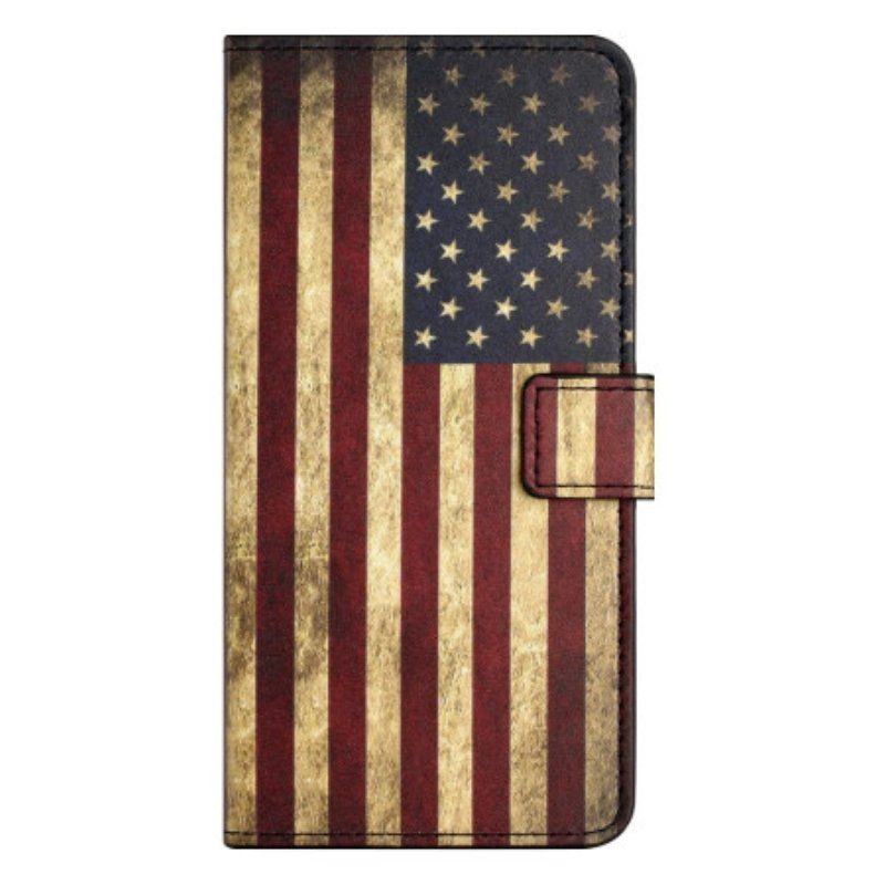 Etui Folio do iPhone 15 Plus Vintage Flaga Usa