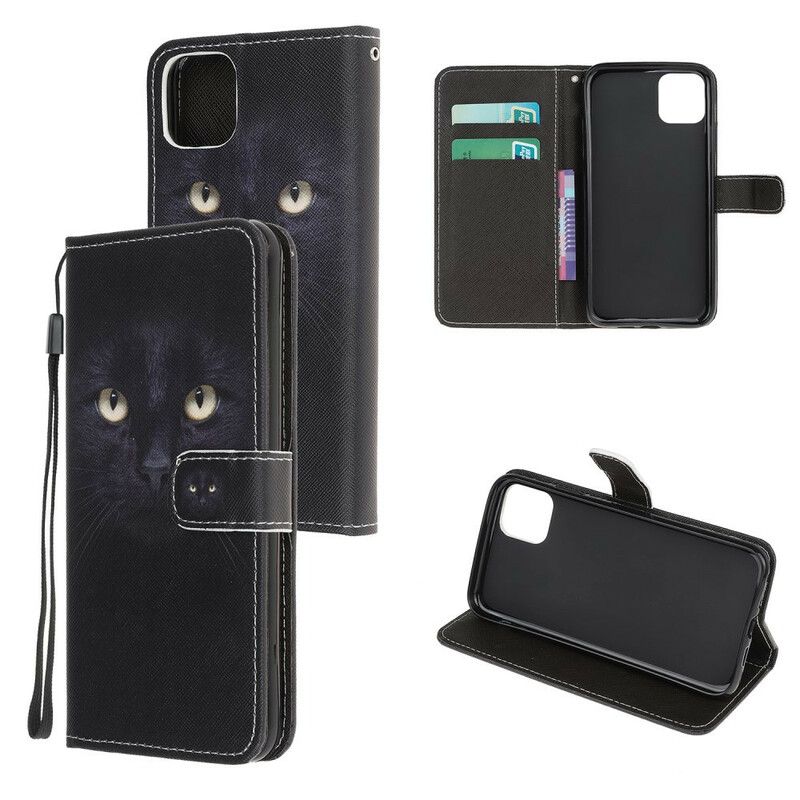 Etui Folio Do Iphone 13 Pro Max CZarne Pasiaste Oczy Kota