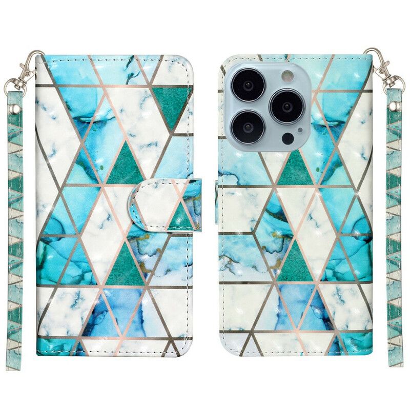 Etui Folio Iphone 13 Pro Max Marmurowe Oświetlenie Punktowe