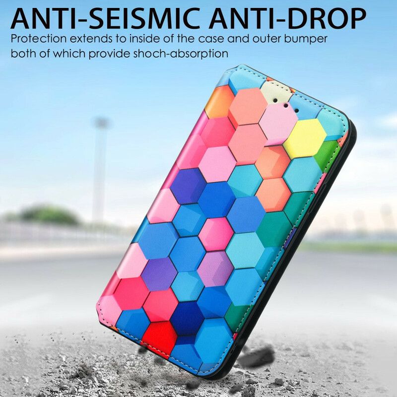 Flip Kotelot Iphone 13 Pro Max Zaskakujący Kolorowy Wzór Etui Ochronne