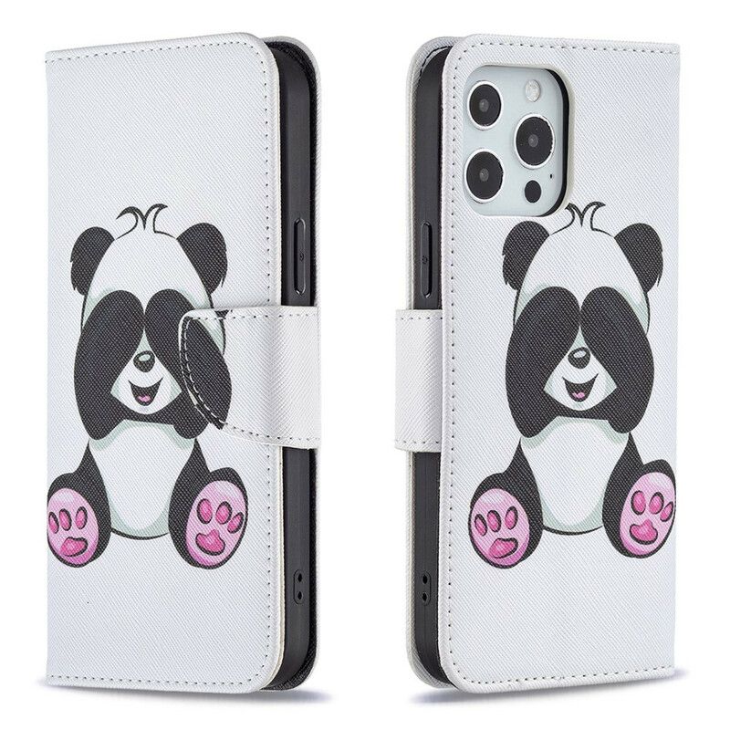 Skórzany Futerał Iphone 13 Pro Max Etui Na Telefon Panda Zabawa