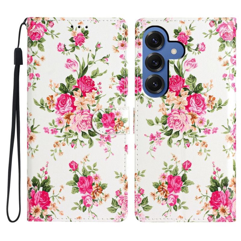 Etui Folio Do Samsung Galaxy S26 Plus CZerwone Kwiaty