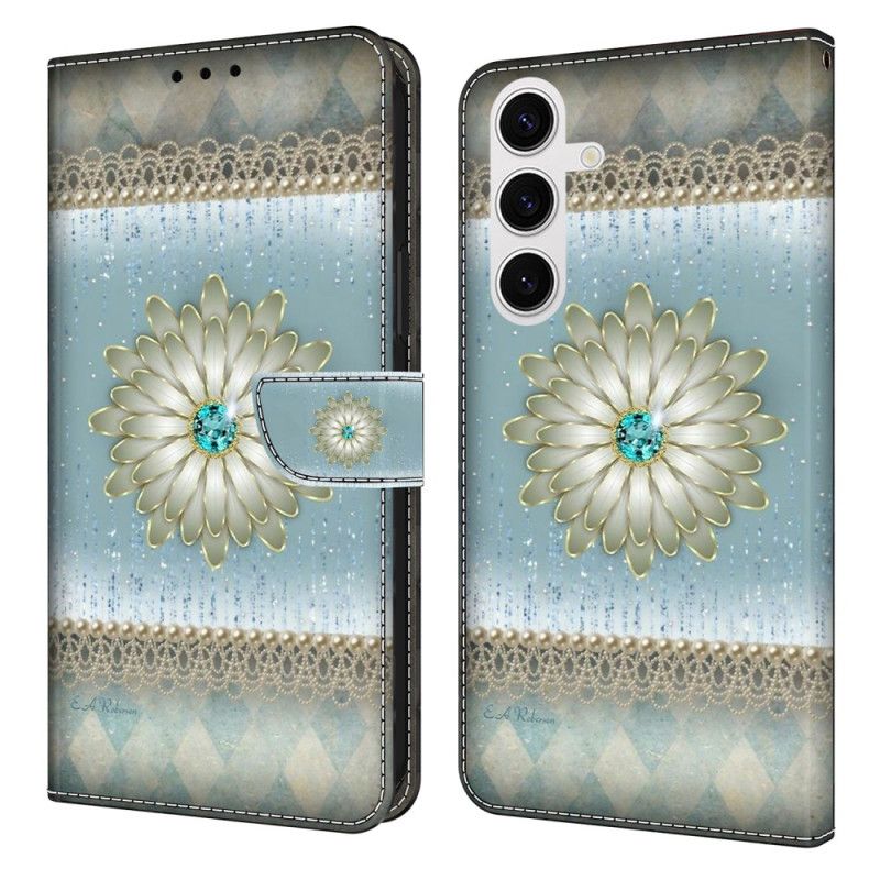 Etui Folio Samsung Galaxy S26 Plus Niebieski Diamentowy Kwiat