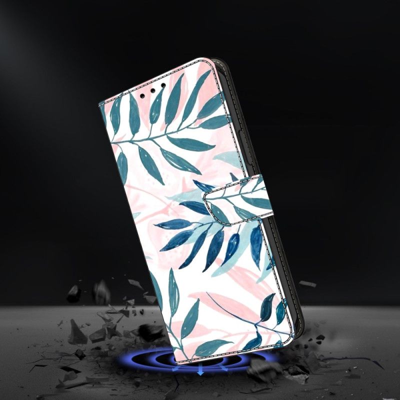 Skórzany Futerał Samsung Galaxy S26 Plus Etui Na Telefon Liście W Akwarelę