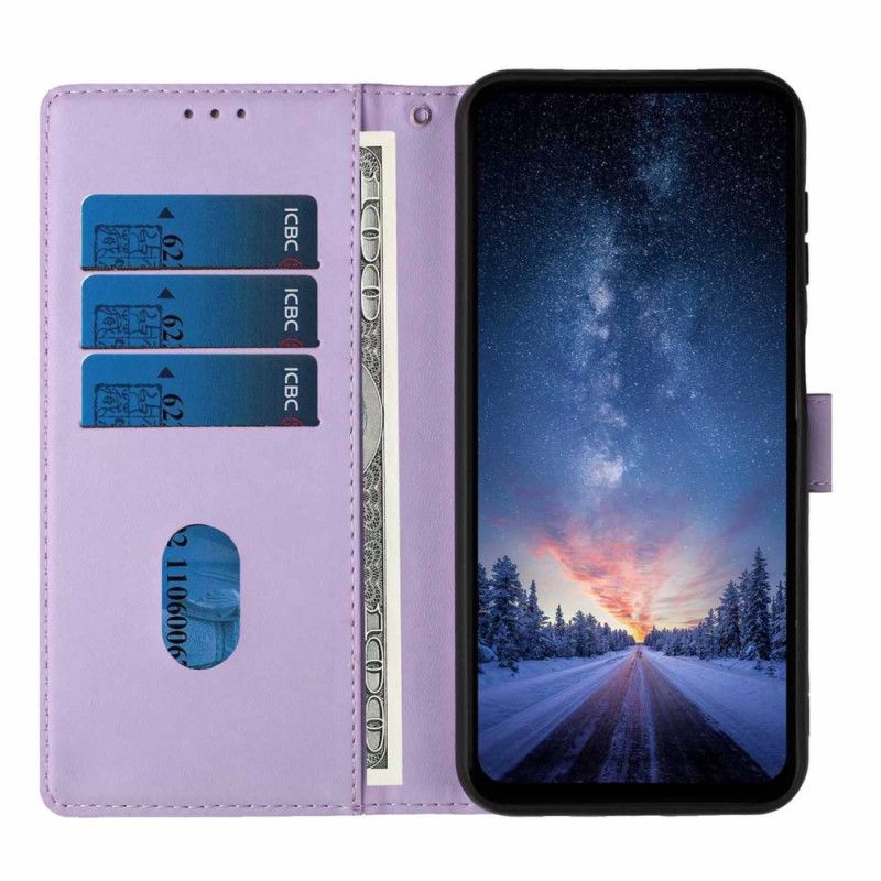 Skórzany Futerał Samsung Galaxy S26 Plus Etui Na Telefon Wzór Drzewa I Kota