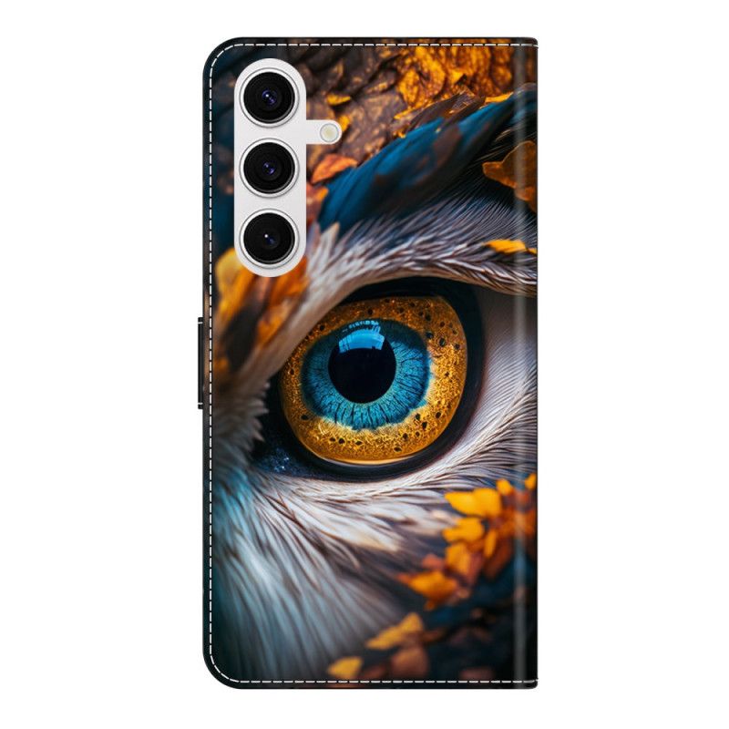 Skórzany Futerał Samsung Galaxy S26 Plus Etui Na Telefon Wzór Z Niebieskimi Oczami