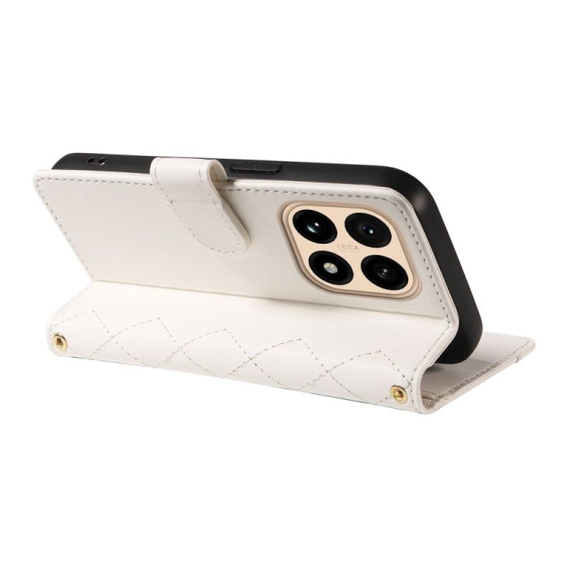 Etui Folio Do Xiaomi 15t Pikowana Z Paskiem I Paskiem Na Ramię