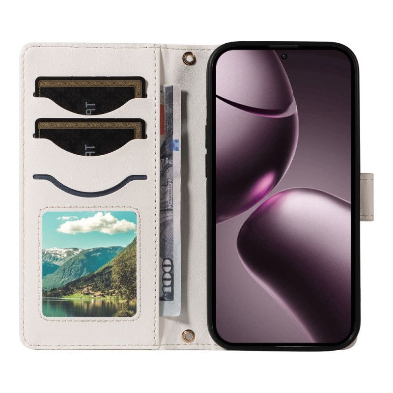 Etui Folio Do Xiaomi 15t Pikowana Z Paskiem I Paskiem Na Ramię