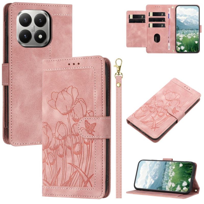 Etui Folio Xiaomi 15t 5 Etui Na Karty Z Kwiatowym Nadrukiem