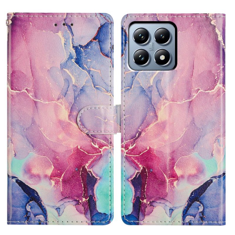 Etui Folio Xiaomi 15t Zielono-różowy Marmur Etui Ochronne