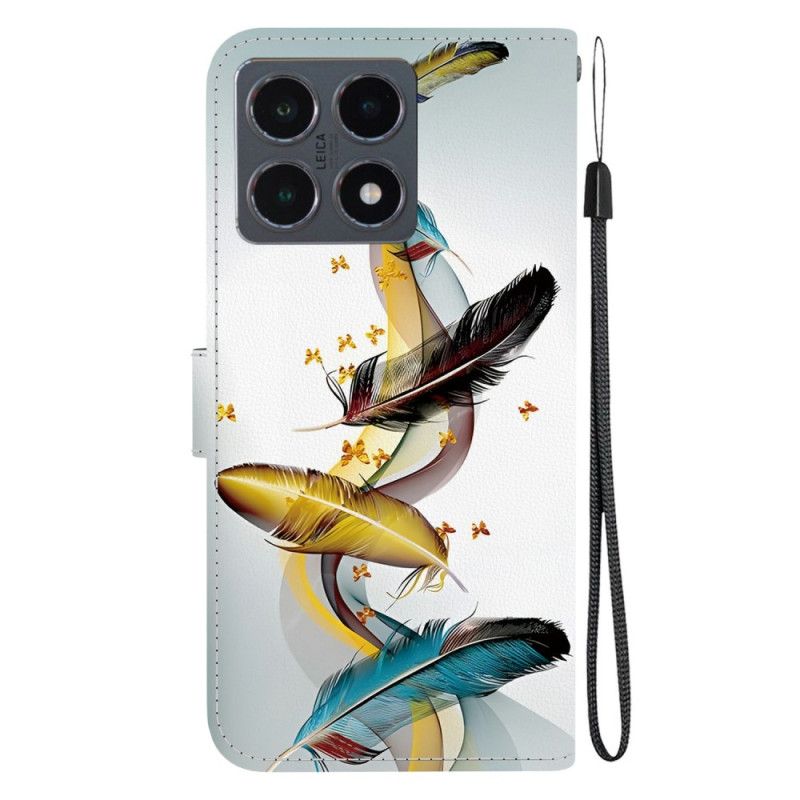 Etui Folio Xiaomi 15t Złote Liście Etui Ochronne