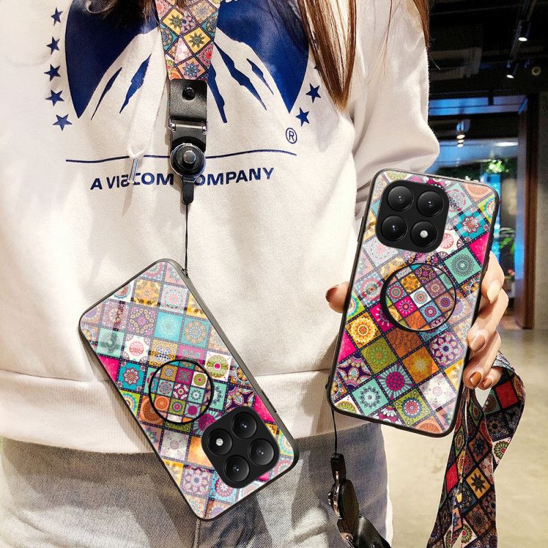 Etui Xiaomi 15t Uchwyt I Pasek Z Patchworkowym Wzorem