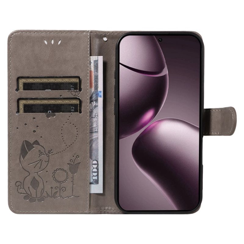 Skórzany Futerał Xiaomi 15t Etui Na Telefon Kot I Pszczoła