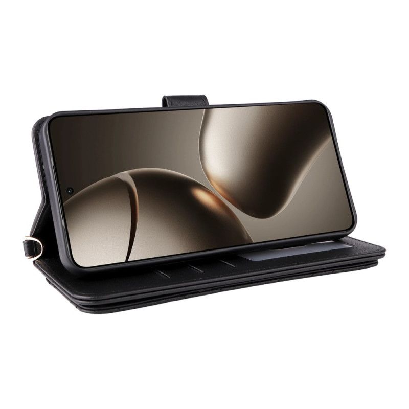 Skórzany Futerał Xiaomi 15t Etui Na Telefon Pikowane Z Paskiem Na Ramię I Nadgarstek