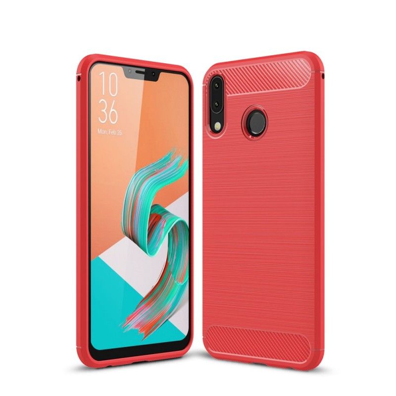 Etui Asus ZenFone 5 / 5Z Czerwony Czarny Szczotkowane Włókno Węglowe