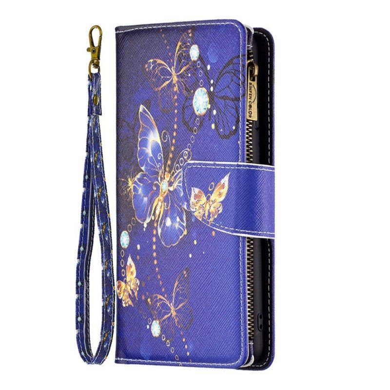 Etui Folio do Oppo Find X5 Lite Zapinana Na Zamek Saszetka Royal Butterfly