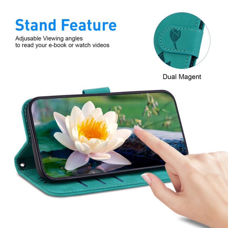 Etui Folio Oppo Reno 12 Pro 5g Kwiat Lotosu Z Paskiem