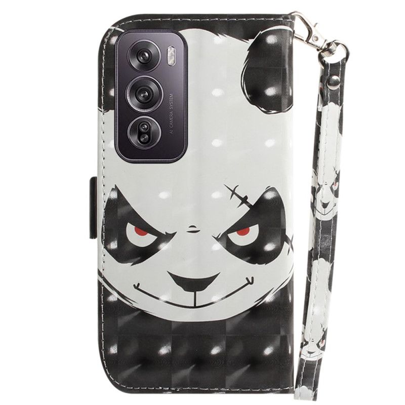 Etui Folio Oppo Reno 12 Pro 5g Wściekła Panda Z Paskiem