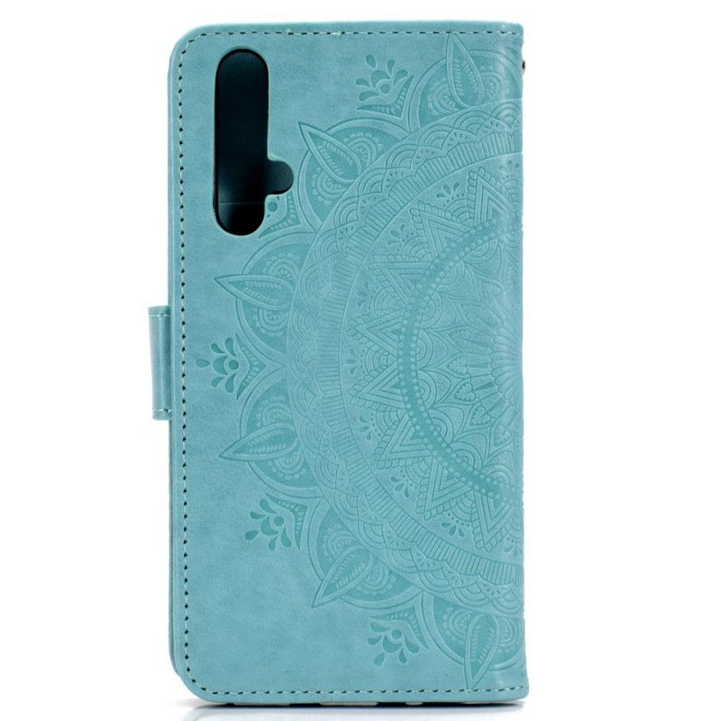 Etui Folio Huawei Nova 5T Czerwony Szary Mandala Słońca Etui Ochronne