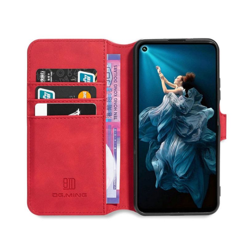 Etui Folio Huawei Nova 5T Szary Czarny Retro Dg.Ming Etui Ochronne