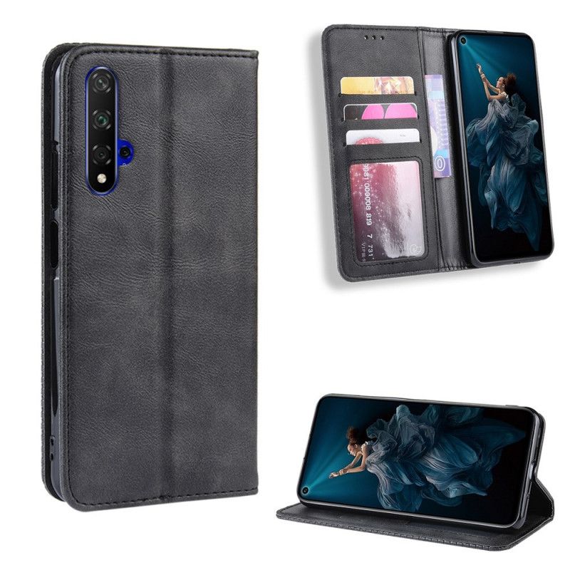 Flip Kotelot Huawei Nova 5T Czerwony Czarny Stylizowany Efekt Skóry W Stylu Vintage Etui Ochronne