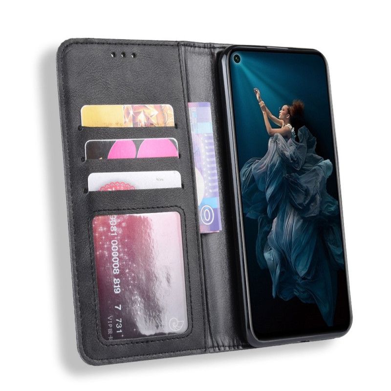 Flip Kotelot Huawei Nova 5T Czerwony Czarny Stylizowany Efekt Skóry W Stylu Vintage Etui Ochronne