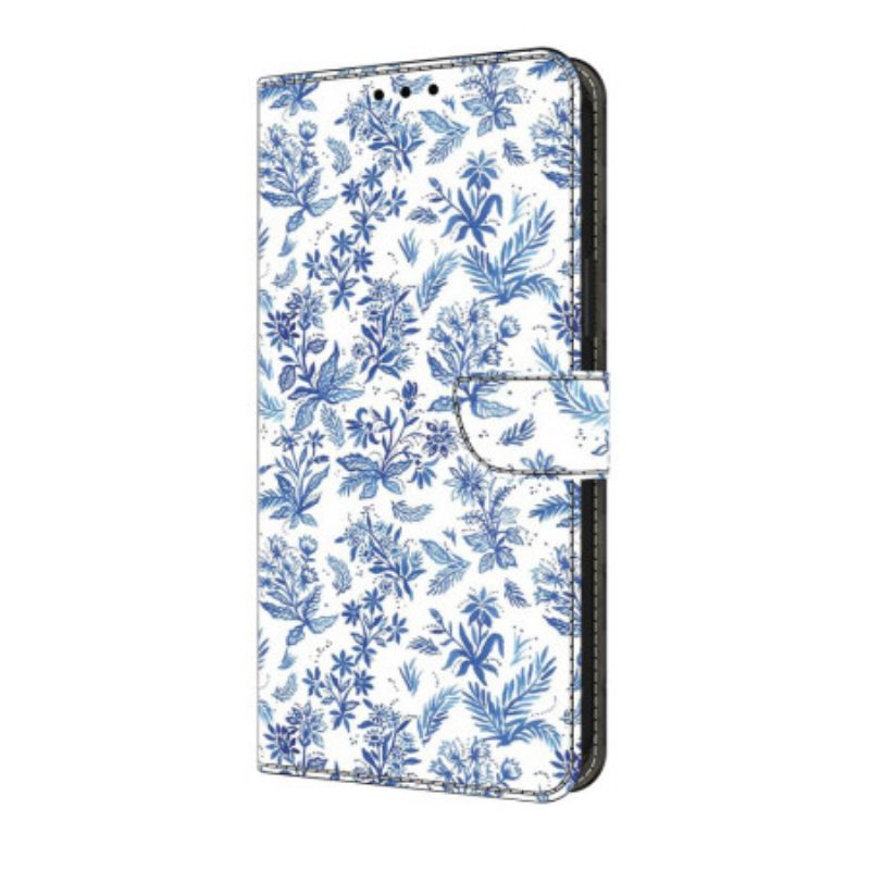 Etui Folio Do Samsung Galaxy S25 Fe Niebieskie Kwiaty