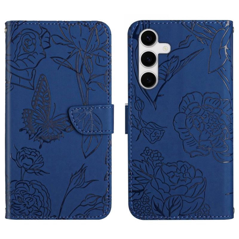Etui Folio Do Samsung Galaxy S25 Fe Pasek Na Ramię Z Nadrukiem Motyla