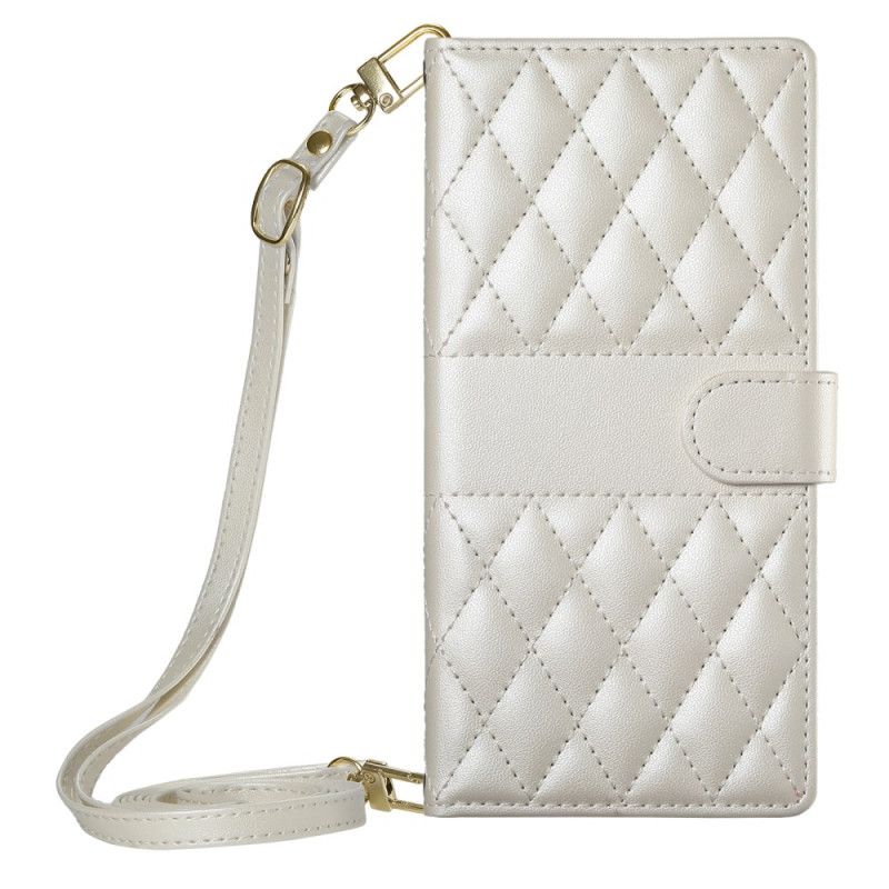 Etui Folio Do Samsung Galaxy S25 Fe Pikowany Portfel Z Paskami