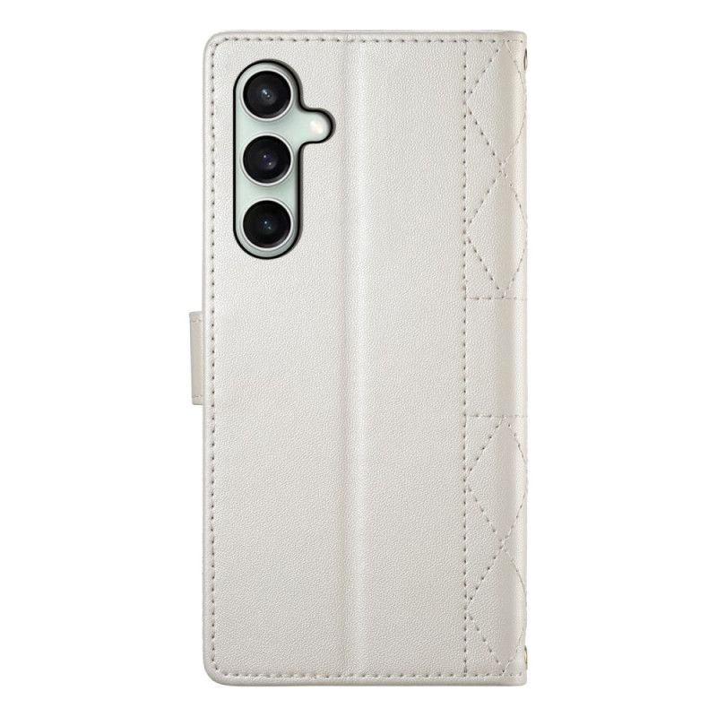Etui Folio Do Samsung Galaxy S25 Fe Pikowany Portfel Z Paskami