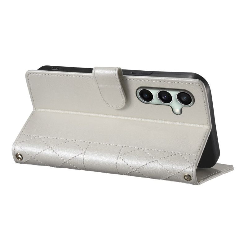 Etui Folio Do Samsung Galaxy S25 Fe Pikowany Portfel Z Paskami